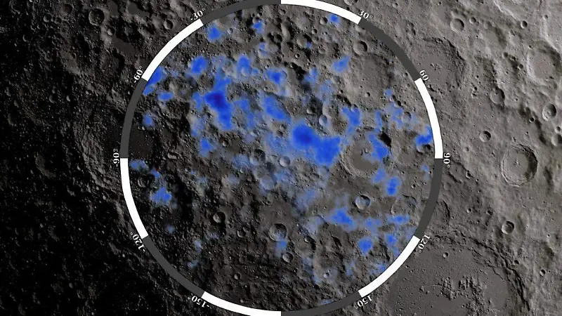 Agua en el Polo Sur de la Luna